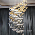 Luminária pendente de cristal LED de luxo decorada em hotel